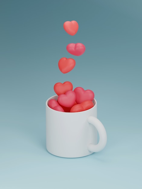 Valentine's day banner with heart in mug.