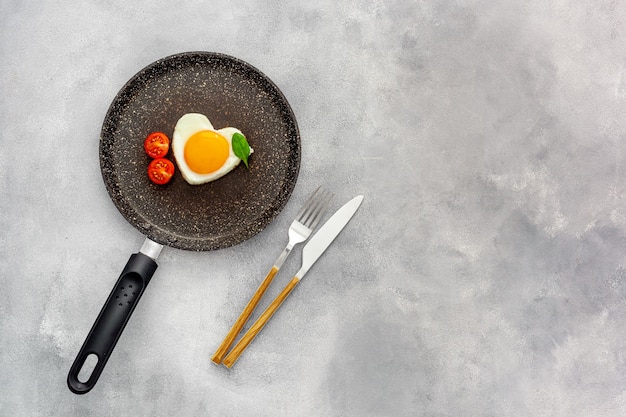 Valentine's day Breakfast is scrambled eggs with heart-shaped