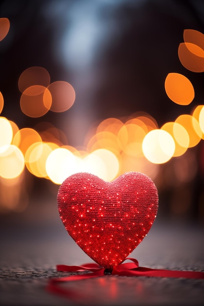 Valentine's Day card Beautiful background with hearts lights sparkles and bokeh