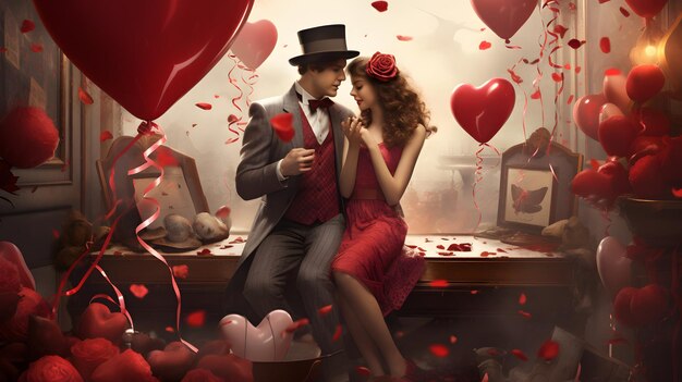 Valentine's day celebrations wallpaper background generative ai
