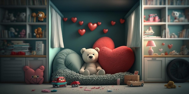 Valentine's day in children's room