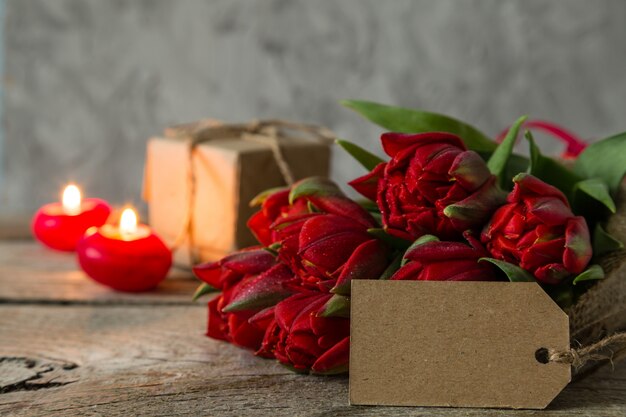 Valentine's day concept - flowers and present