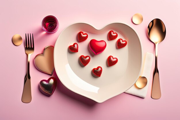 Foto valentine's day concept top view achtergrond generatieve ai