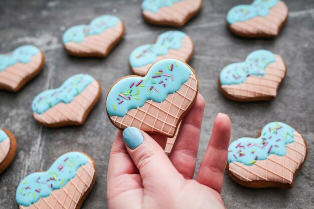 Sfondo di biscotti di san valentino