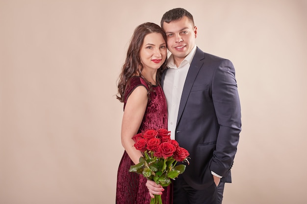 Valentine's Day couple with roses