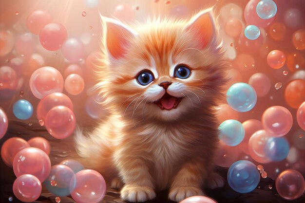 Valentine's Day Cute Kitten Illustratie voor Greeting Cards Posters en Promoties