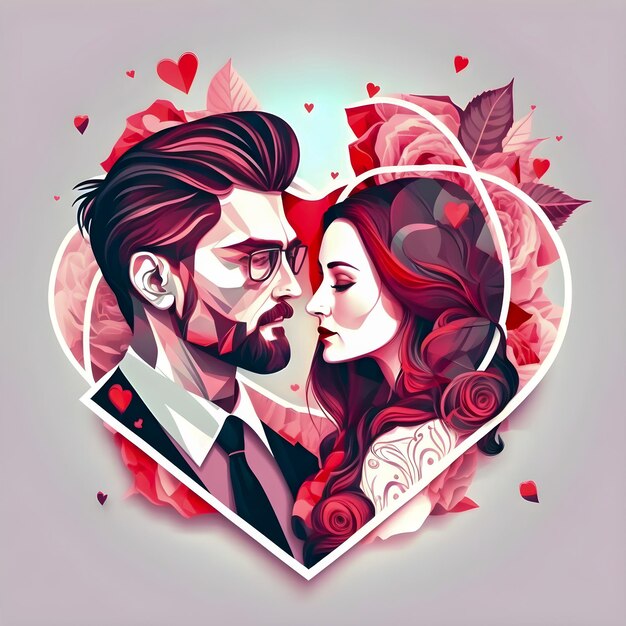 Valentine's day cute people illustration