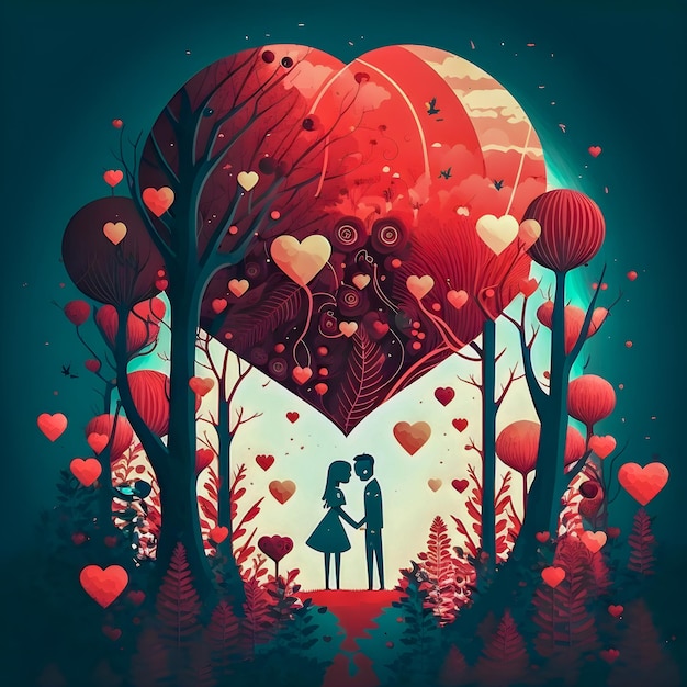 Valentine's day cute people illustration