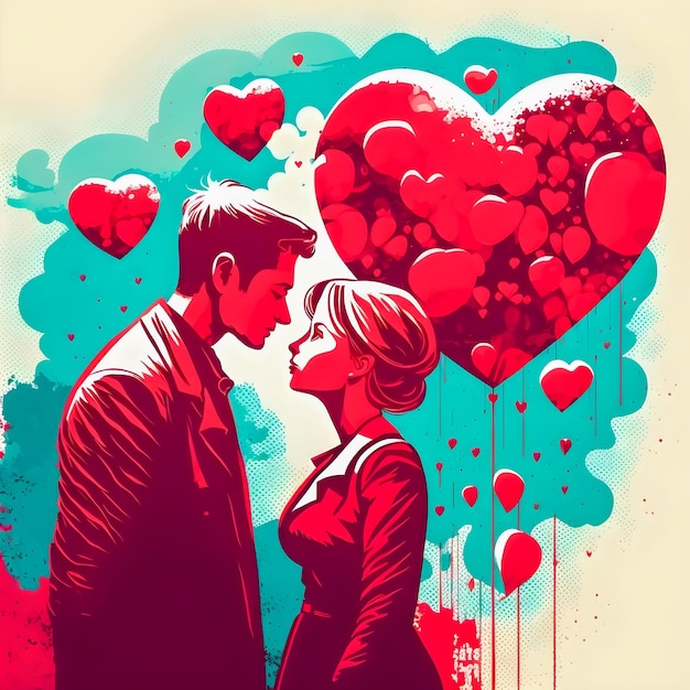 Valentine's day cute people illustration