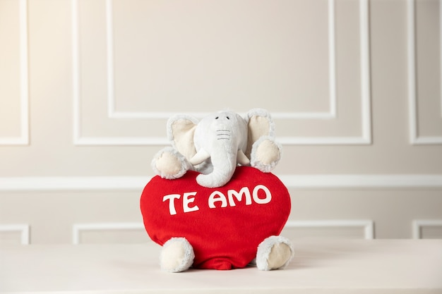 Valentine's day, Cute Stuffed elephant  holding heart,