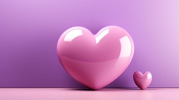 Valentine's day design concept of red heart on purple background