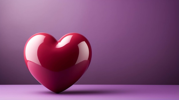 Концепция дизайна ко Дню святого Валентина: красное сердце на фиолетовом фоне