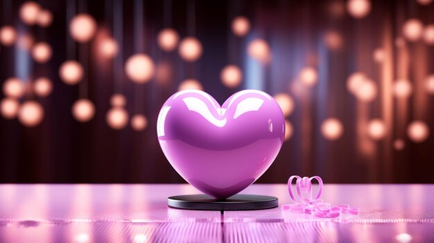 Valentine's day design concept of red heart on purple background