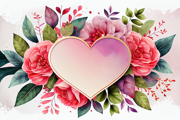 Valentine's Day Floral Frame Background