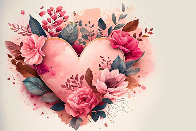 Valentine's Day Floral Frame Background