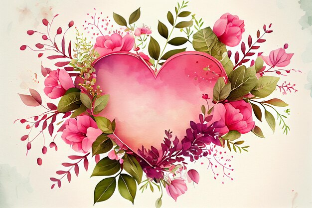 Valentine's Day Floral Frame Background