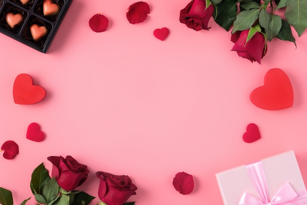 Valentine's Day gift design concept on pink background