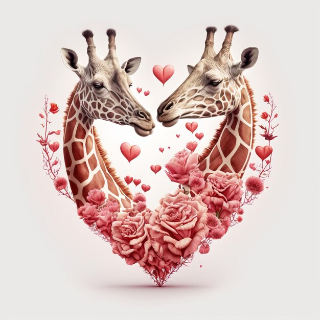 Photo valentine's day giraffe couple