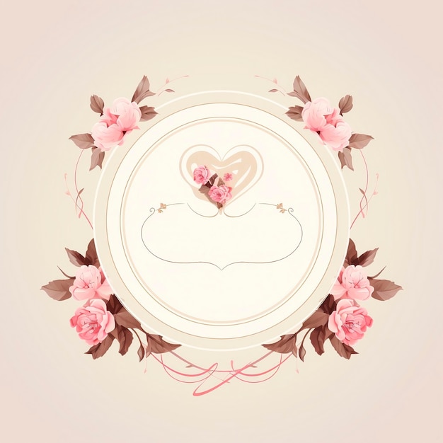 Foto cartella di auguri di san valentino con cuore e fiori illustrazione vettoriale