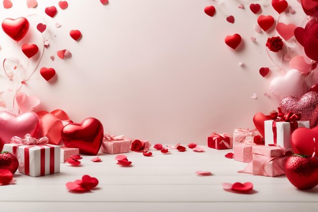 Карта с поздравлениями на День святого Валентина с сердцами и розами
