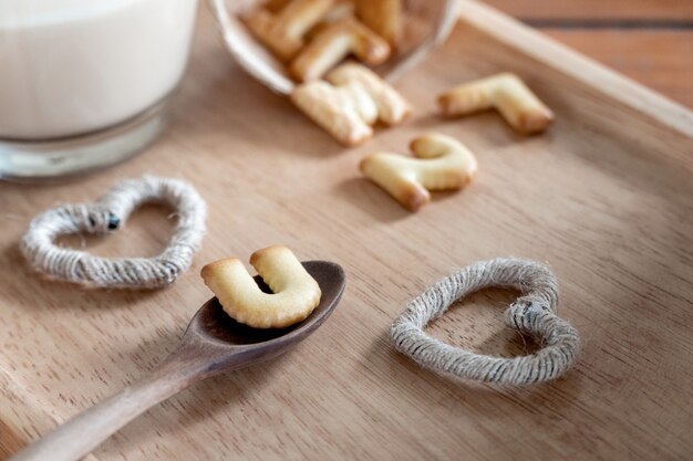 Valentine's Day and love concept with heart candy. Coffee for fresh start of the day.