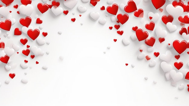 Valentine's Day Love Confetti Cascading Glossy Hearts Background
