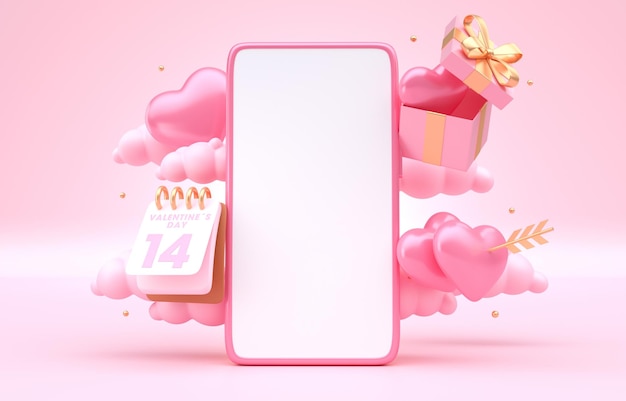 Valentine's Day Mobile 3D Illustration