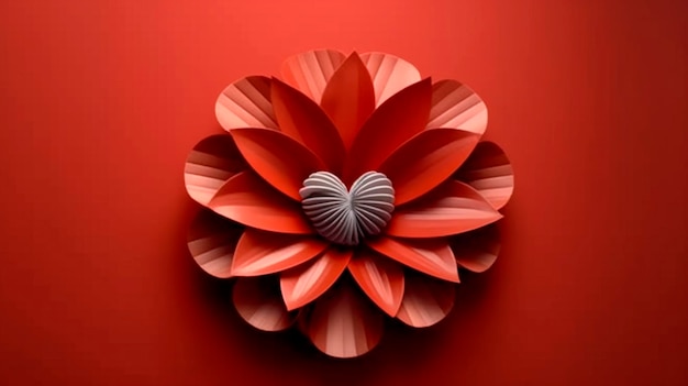 Valentine's day Mother's Day Women's Day card with a flower shaped heart and copy space Generative AI