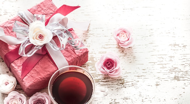 Valentine's Day and mothers day concept, red gift box