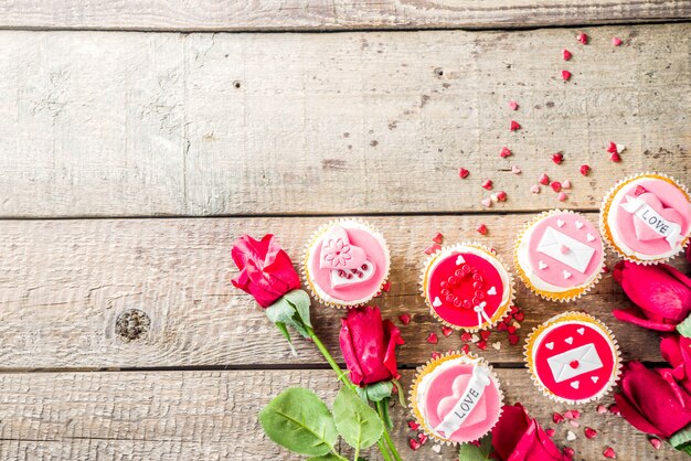 Valentine's day pink and red cupcakes