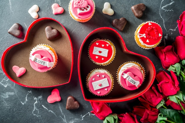 Valentine's day pink and red cupcakes