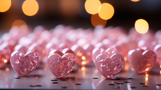 Valentine 's day red hearts with a bokeh backgroundgenerative ai