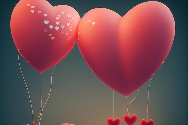 Valentine's day sale banner template 3D rendering raster illustration