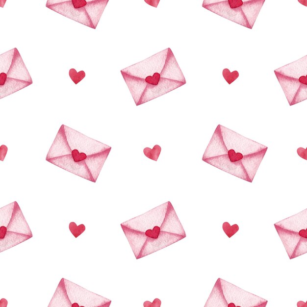 Valentine's Day Seamless pattern watercolor illustration
