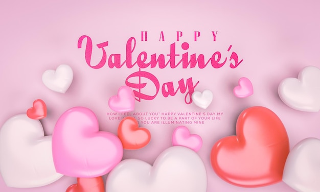valentine's day special background with 3d love shape in red-pink,white and pink color