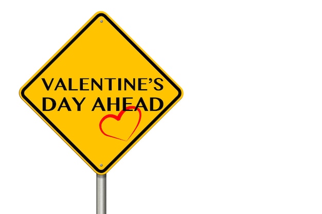 Valentine's Day traffic sign on a white background