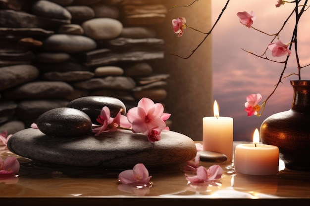 Photo valentine's day zen and relaxationthemed concept featuring a wellnessthemed decor a soothing spa