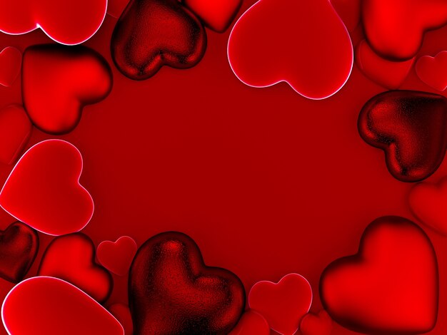 Valentine's hearts background in red