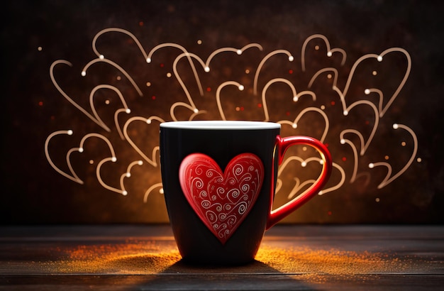 Photo valentine's mugs and hearts background