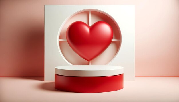 Valentine's Themed Pedestal Podium with HeartShaped Window Background