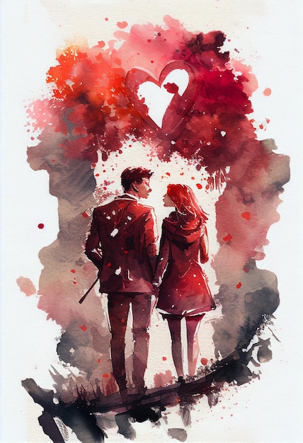 Valentine wallpaper of feeling in love with a couple illustrator