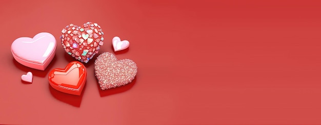 Valentine39s Day 3D Illustratie van Heart Crystal Diamond voor Valentine39s Day Promotiebanner en achtergrond