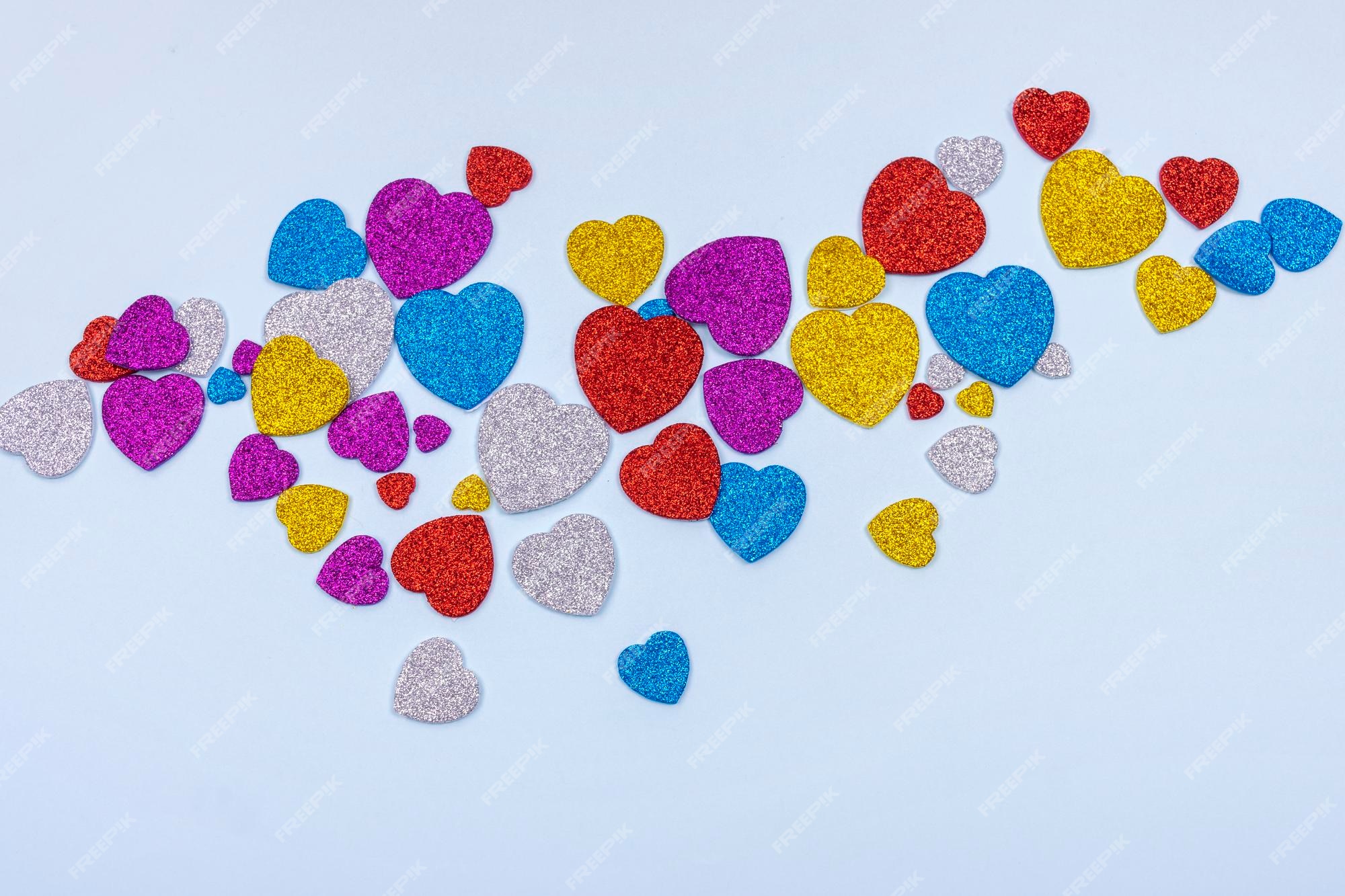 blue glitter hearts