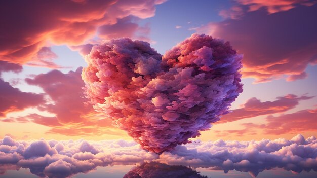 Valentine39s day background with heart shaped cloud of rainbow