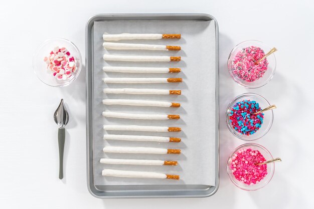 Photo valentine39s day chocolate covered pretzel rods