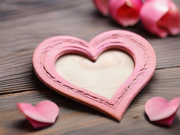 Valentine39s Day concept with a pink felt handmade heart against turqoise wooden background With