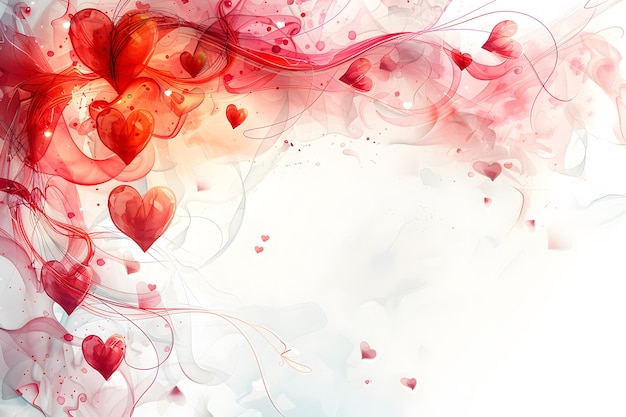 Абстрактная иллюстрация Валентина с причудливыми красными вихрями и сердцами