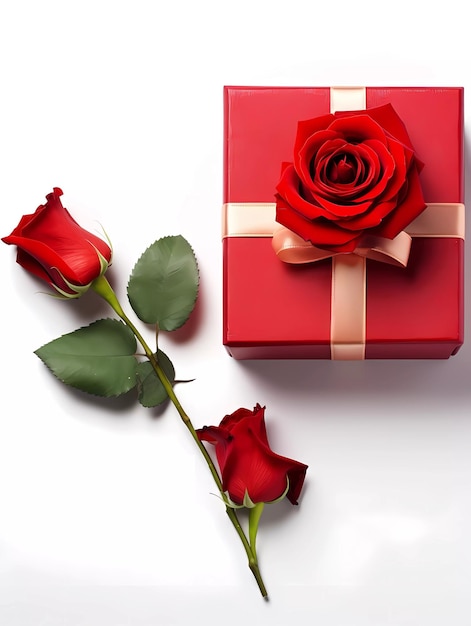 Фото Декорации для вечеринки по случаю дня святого валентина и дня рождения красная подарочная коробка на белом фоне копия пространственного баннера