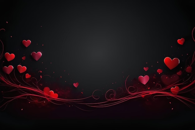 Valentines Dark Theme Background With Copy Space Romantic Background