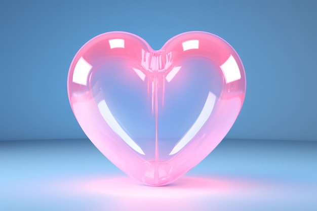 발렌타인 데이 3D 심장 모양 만화 스타일 사랑 심장 3D 렌더링 장면 일러스트레이션